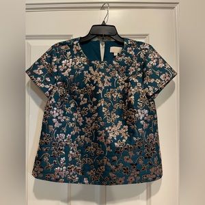 J CREW Collection green blouse with golden detail size s